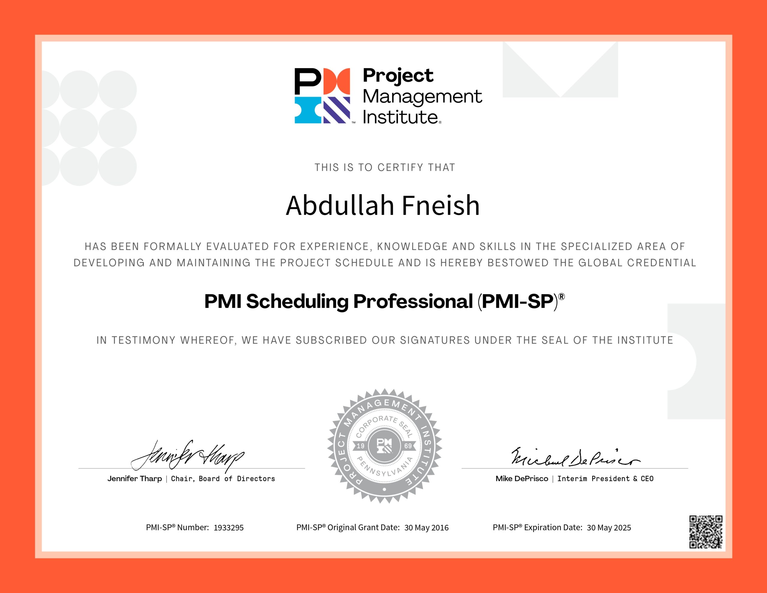 PMI Certification PMI-SP